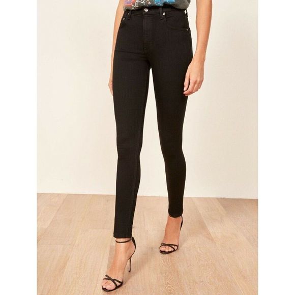 REFORMATION Harper Black High Waisted High Rise Skinny Jeans, Size 28 - Picture 2 of 16